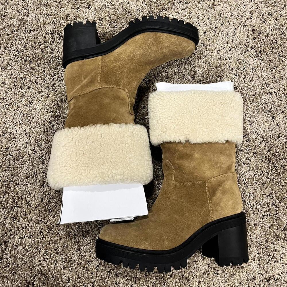 Marc Fisher Willoe Shearling Lined Cuffed Ankle Suede Boots